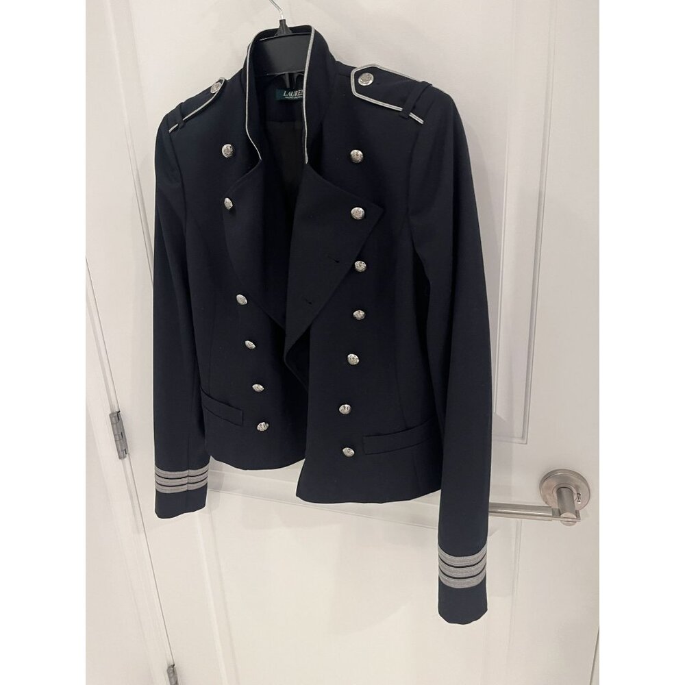 NWOT Lauren Ralph Lauren Jacket Black Military Double breast Sz 2 - Picture 6 of 16